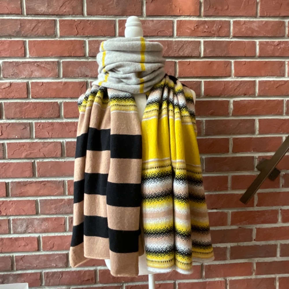 •Green Thomas Merino Lambswool Blanket Knit Scarf Wrap Designer Scotland82”x23” - Picture 5 of 11